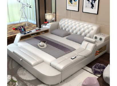 Ontwerp bed Grote bedden Lederen hotelbekleding 180x200 multifunctioneel rek