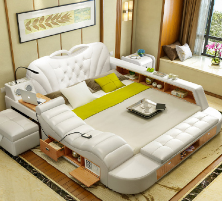 Dubbel Luxe Designhotel Lederen Bed Bekleding Moderne Bedden Multifunctioneel
