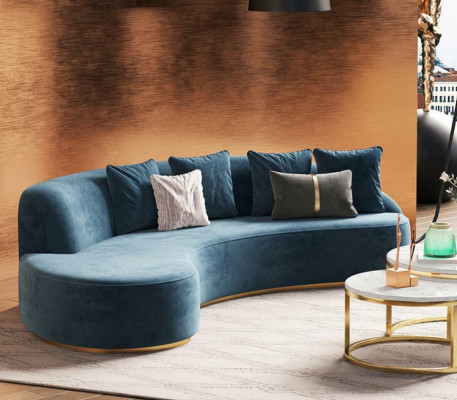 Fluwelen bankstel 4-zits gestoffeerd textiel modern ontspannende zit luxe meubels hoekbank rond nieuw
