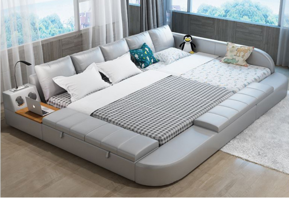 Multifunctioneel bankbed xxl Grote bedden met USB hotel lederen bekleding