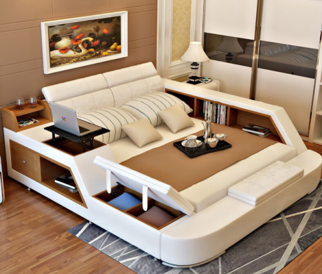 Dubbel luxe design leren bed gestoffeerde bedden moderne hotel