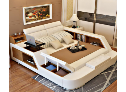 Dubbel luxe design leren bed gestoffeerde bedden moderne hotel