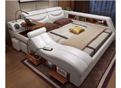 Ontwerpbed xxl Big Leder Gestoffeerde Bedden Hotel 180x200cm Multifunctioneel.