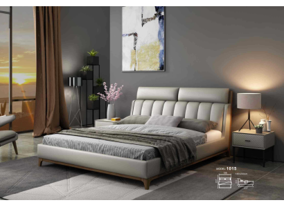 Moderne design bed 180x200 leer hout bedden dubbele slaapkamer.