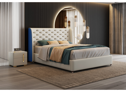 Bed Bekleding Ontwerp Luxe Tweepersoons Hotel Bedden Slaapkamer Leder Modern