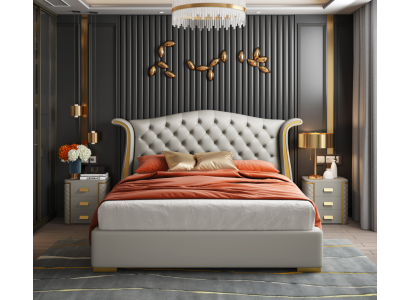 Luxe slaapkamer tweepersoonsbed bed 150/180x200cm hotelbedden leer