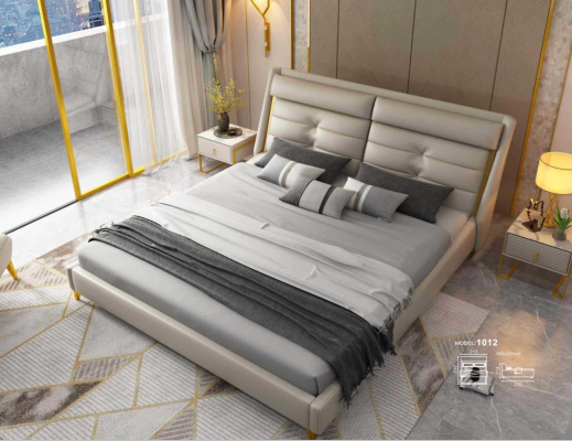 Luxe slaapkamer tweepersoonsbed bed 180x200cm lederen bedden bedframe