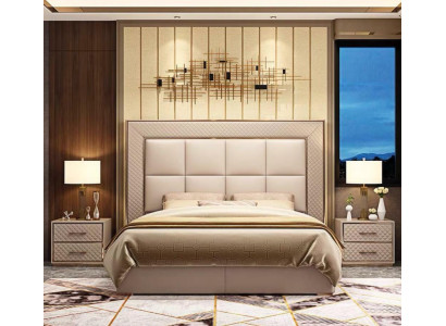 Klassieke gestoffeerde leren kunstlederen tweepersoonsbed luxe designbedden dubbel