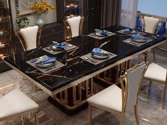 Luxe moderne marmeren stijl eettafel meubels tafels eetkamer design keuken.