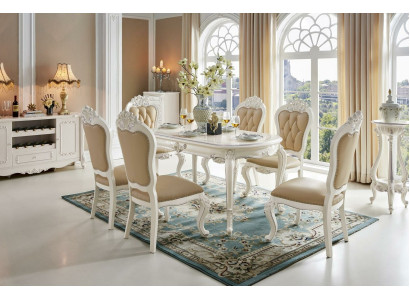 Klassieke massief houten eettafelset meubels eetkamer set 7-delige eetgroep.