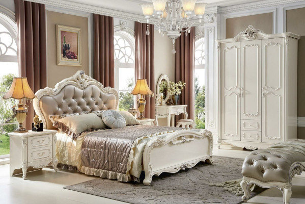 Slaapkamer Sets Koninklijk Bed 6-delig Barok Chesterfield Meubels Massief Hout