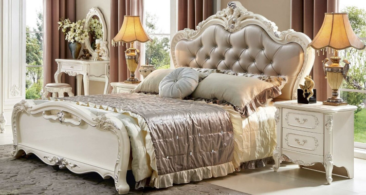 Slaapkamer Sets Koninklijk Bed 6-delig Barok Chesterfield Meubels Massief Hout