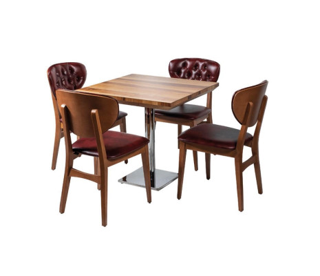 Eetset Tafel + x4 Chesterfield Armstoelen Set Groep Eetkamerset 5-delig.