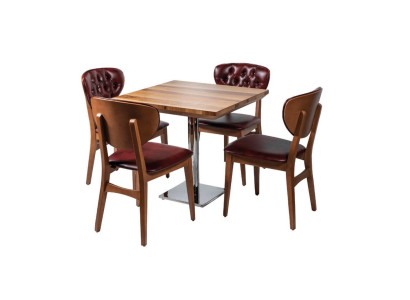 Eetset Tafel + x4 Chesterfield Armstoelen Set Groep Eetkamerset 5-delig.