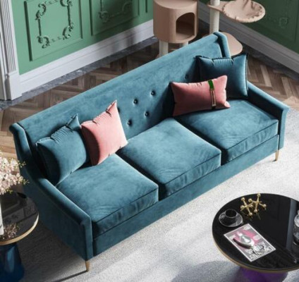 Stof driezits ontspanningsstoel design bank loungebanken fluwelen bank 3-zits meubels