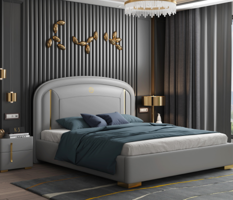 Modern design bed 180x200 velvet metal hotel beds double marital sleep