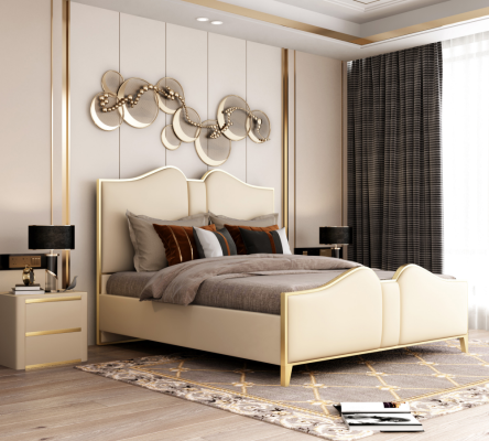 Tweepersoonsbed Bed Huwelijksbed Ontwerp Gestoffeerd Bed Ontwerppers Bed Leren Bedden