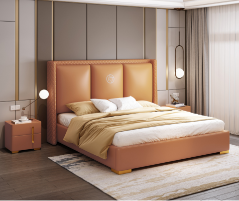 Bed Oranje Slaapkamer Ontwerp Meubels Moderne Luxe Bedden Bedframe