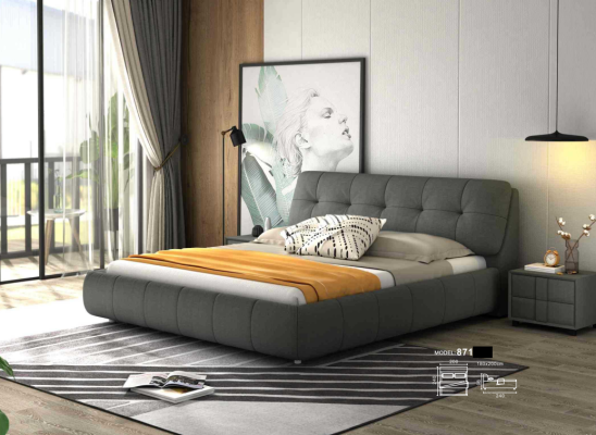 Ontwerp gestoffeerd bed bedden leer dubbel hotel huwelijk slaapkamer boxspring box nieuw