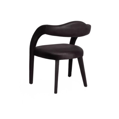 Eetkamerstoel luxe stof hout design stoelen fauteuil bekleding zwart meubels