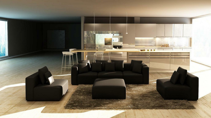 Couch Bank Woonlandschap Hoekbank Multifunctionele Opstellingswijze Bekleding Hoek