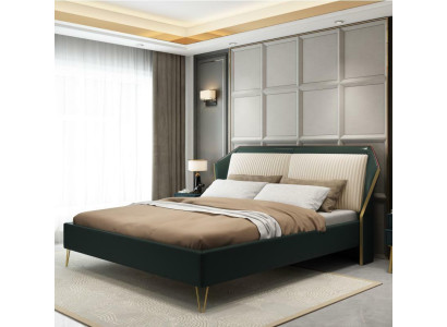 Luxe textiel bed dubbel ontwerp slaapkamer klassieke bedden groen