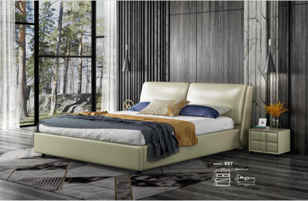 Leren bedden Dubbel huwelijk Modern frame Luxe slaapkamer Hotel 180x200