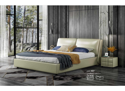 Leren bedden Dubbel huwelijk Modern frame Luxe slaapkamer Hotel 180x200