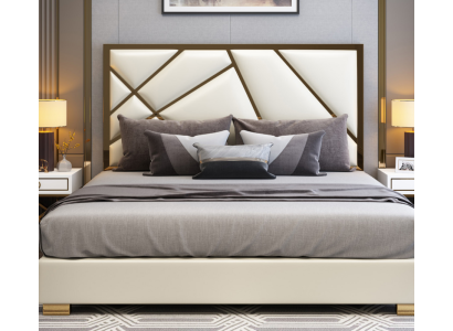 Bed Kussendesign Luxe Dubbele Hotelbedden Slaapkamer Decoratie Leer Nieuw
