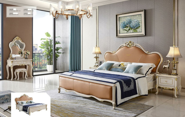 Ontwerp nachtkastje bed 5 delig Slaapkamer set Kaptafel Massief hout