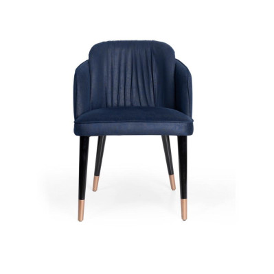 Klassieke fauteuil stoel Blauw Zitkussen Ontwerp Hout Textiel Moderne Stijl Nieuw