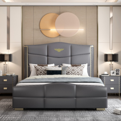 Ontwerp tweepersoonsbed lederen bed bedden bed lederen bekleding Huwelijk 180x200cm