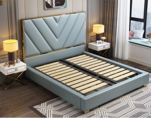 Bed Gestoffeerd Ontwerp Luxe Metaal Tweepersoonsbedden Hotel Echtelijke Slaapkamer