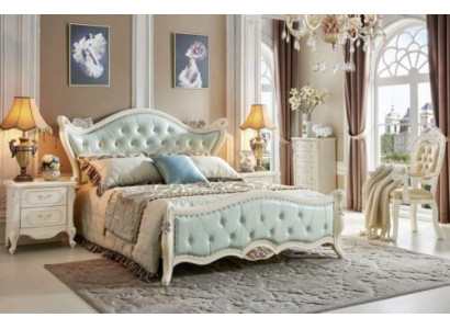 Ontwerp slaapkamer 5-dlg. Bed Nachtkastje Barok Massief houten kledingkast
