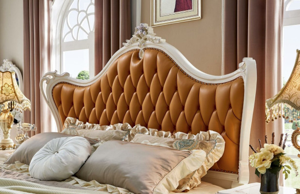 Bedden leren bed 3-delige set 2x slaapkamer nachtkastje console massief hout