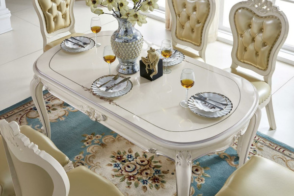 Klassieke eetkamerset Designer tafel x4 Chesterfield stoelen eetgroep Klassiek massief hout