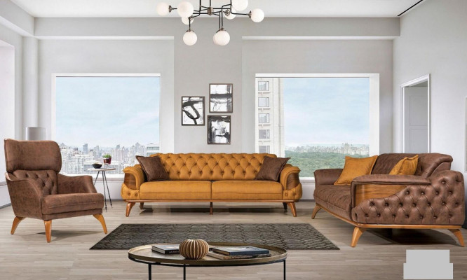 Luxe fauteuil bank gestoffeerd meubilair Chesterfield Design bank leer