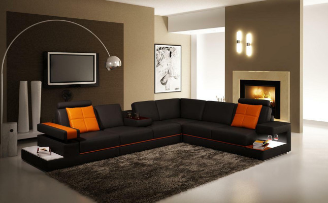 Leren bank Bank Woongebied Hoekbank Hoek Modern Set Ontwerp Decor
