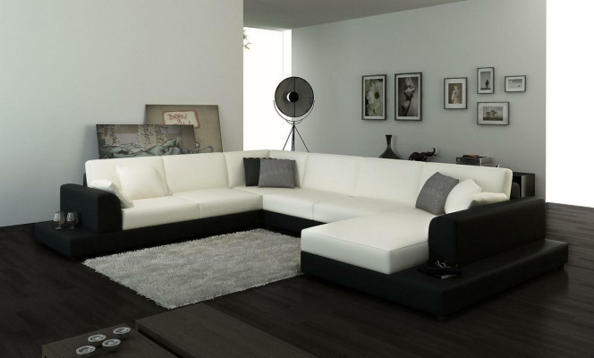 Leren bank Bank Woonlandschap Hoekbank Hoekmeubel Design Decor Modern