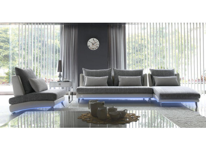 Moderne Design Hoekbank Beklede Bankstel 155x390cm Stoffen Textiel Bank Hoek