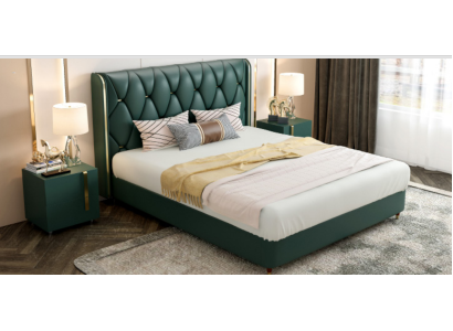 Bed Kussendesign Luxe Dubbele Hotelbedden Huwelijk 180x200 cm Leer