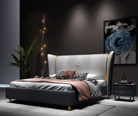 Ontwerper Tweepersoonsbed Bed Hotel Luxe Slaapkamer 150/180x200cm Leer