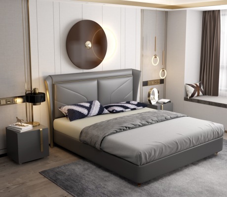 Bed Bekleding Ontwerp Luxe Dubbele Hotel Bedden Huwelijk Leder 180x200cm