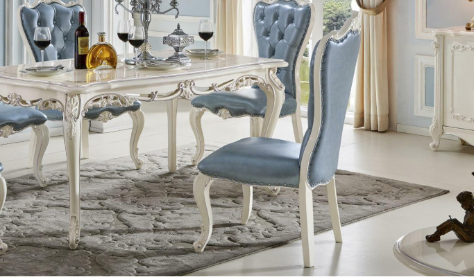 Klassieke eetkamertafel Chesterfield met 4 stoelen 5-dlg. Set Massief hout Barokstijl meubels