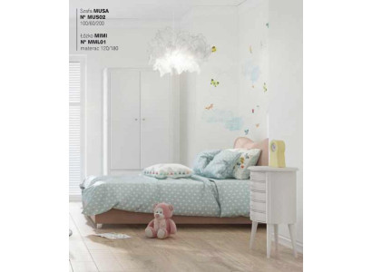 Kinderkamer Kinderbed Bed Nachtkastje Kledingkast Hout meubels Wit Set van 3 stuks