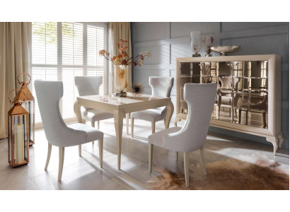 Luxe eetkamer eettafel stoel eetgroep eethoek stoelen luxe wit set 5-delig
