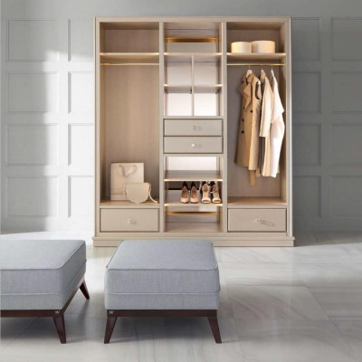 Open kledingkast Slaapkamer kast Inloop meubels Kast Hout Beige