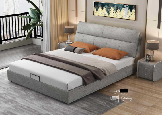 Ontwerp Leren Bed Moderne Hotel Frame Luxe Slaapkamer Tweepersoonsbedden Huwelijk