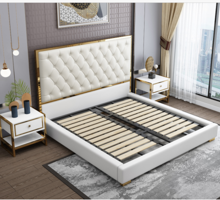Ontwerper Bed Slaapkamer Bedden Hotel Leer Luxe Bekleed Zit Bedframe