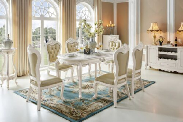 Klassieke tafel eetset armstoel barok eetkamer groep 5-delig massief hout